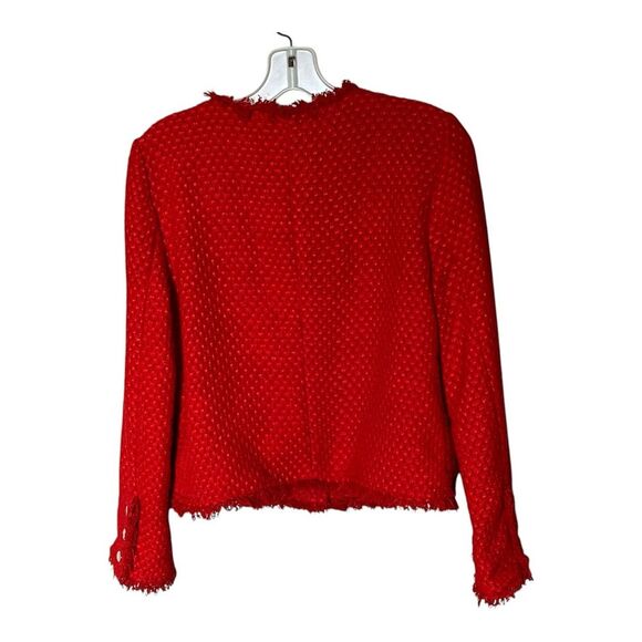 BB Dakota Feeling Fancy Red Tweed Zip Front Collarless Jacket Blazer Size Small - Picture 3 of 12